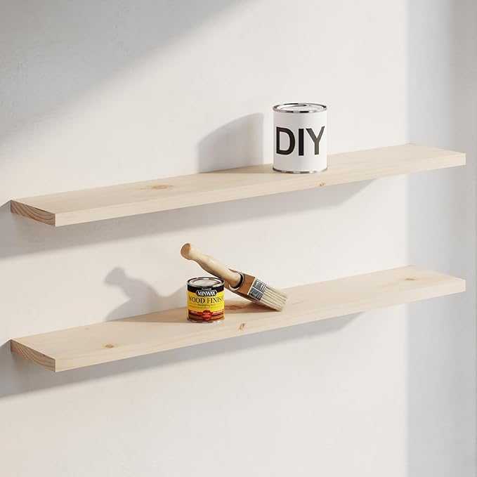 Homeforia 60 inch Wood Floating Shelf, High End Solid Natural Long Wood Shelf by Homeforia