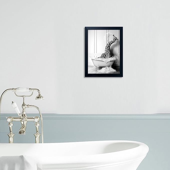 Bathroom Pictures Wall Decor Black and White Wall Art Funny Animal Canvas Print - Image 9