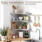 Floating Corner Shelves Set of 3, Solid Wood Picture Wall Shelf, Floating - Image 4
