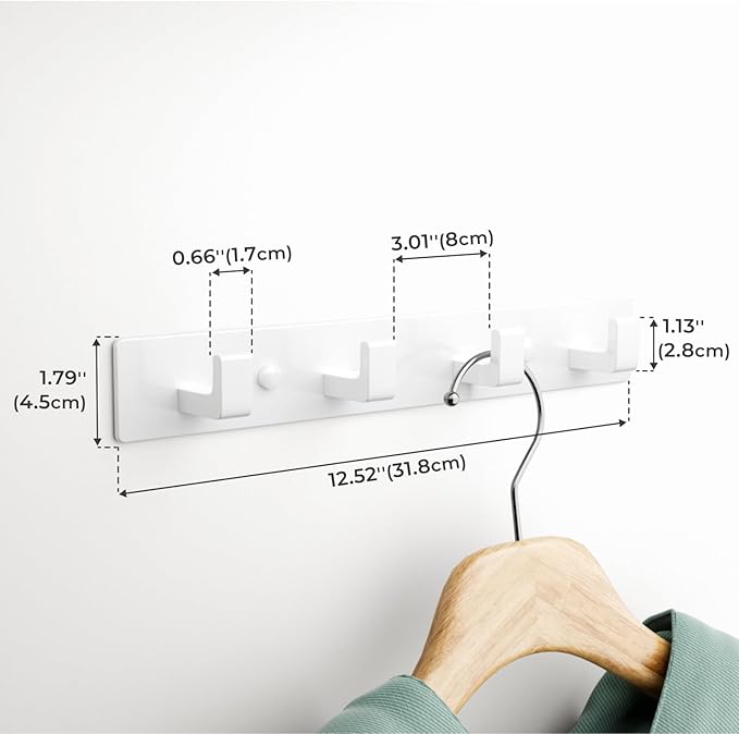 GWAAZXGZ White Coat Rack Wall Mount - Image 2