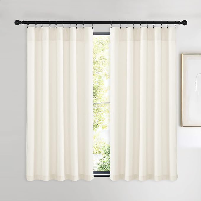 NICETOWN Ivory White Velvet Curtains 54" Length 42" Wide, Light Dimming Thermal - Image 2