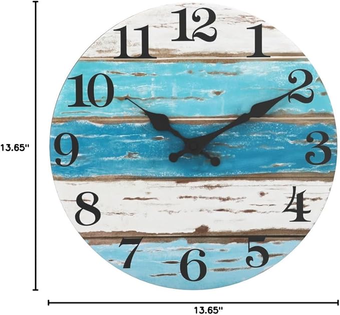 CHYLIN Wall Clock Beach Decor 12 Inch Coastal Nautical Ocean Clocks - Image 10
