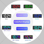 LED Digital Wall Clock with Dynamic RGB Display, Big Digits, Auto-Brightness - Image 2