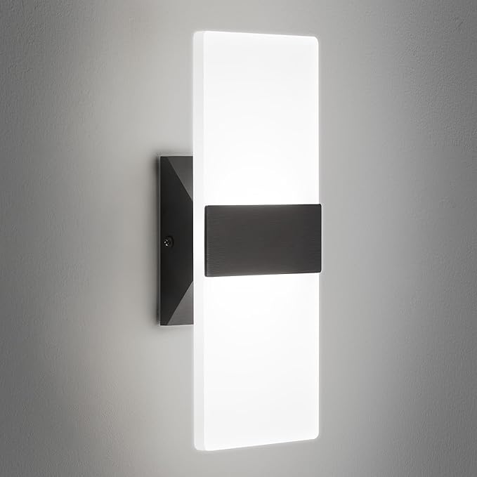12 Inch Modern Black LED Wall Sconce, Indoor Dimmable Wall Lights, 12W by BrillianceMeetsDurability
