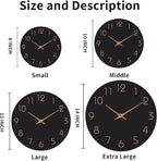 Mosewa Wall Clock 8 Inch Black Battery Operated Silent Non Ticking Simple - Image 2