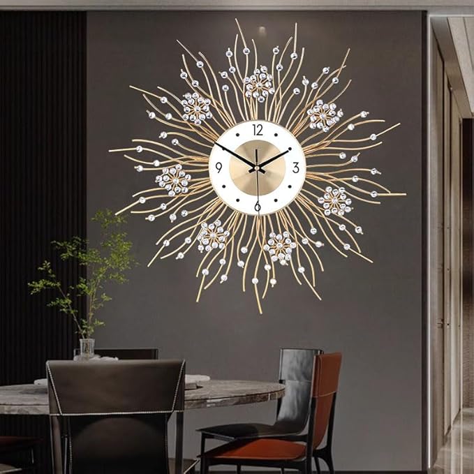 SIN&MI Large Wall Clocks, Silent Sunflower Shape Chic Decorative Wall Clock - Image 7