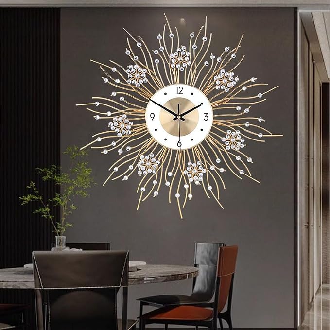 SIN&MI Large Wall Clocks, Silent Sunflower Shape Chic Decorative Wall Clock - Image 6