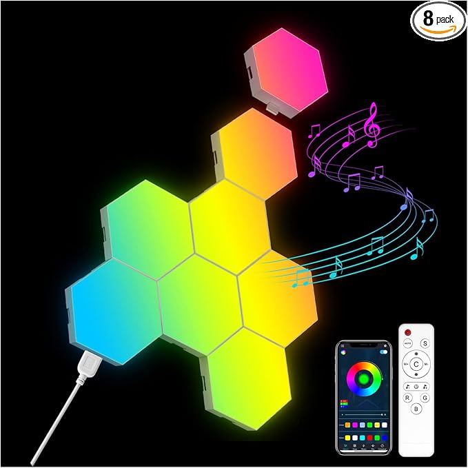 OJQ 8 Pack Hexagon Lights Wall RGB Panel by OJQ