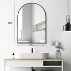 22" x 30" Black Arched Mirror, Arch Wall Mirror, Metal Frame Black Bathroom - Image 2