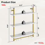 Bestier 31" Industrial Pipe Shelving, Floating Kitchen Wall Shelves 3 Tier - Image 2