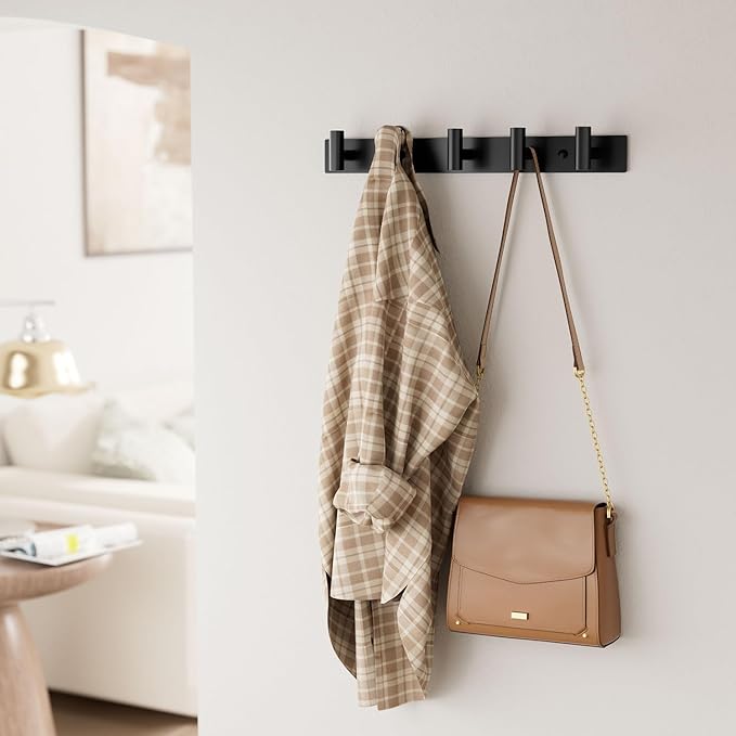 GWAAZXGZ Black Wall Mounted Coat Rack – 5 T-Shaped Pegs - Image 3