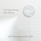 Minimalist LED Digital Wall Clock – USB Powered | Marble Style | 12/24 Hour - Image 3