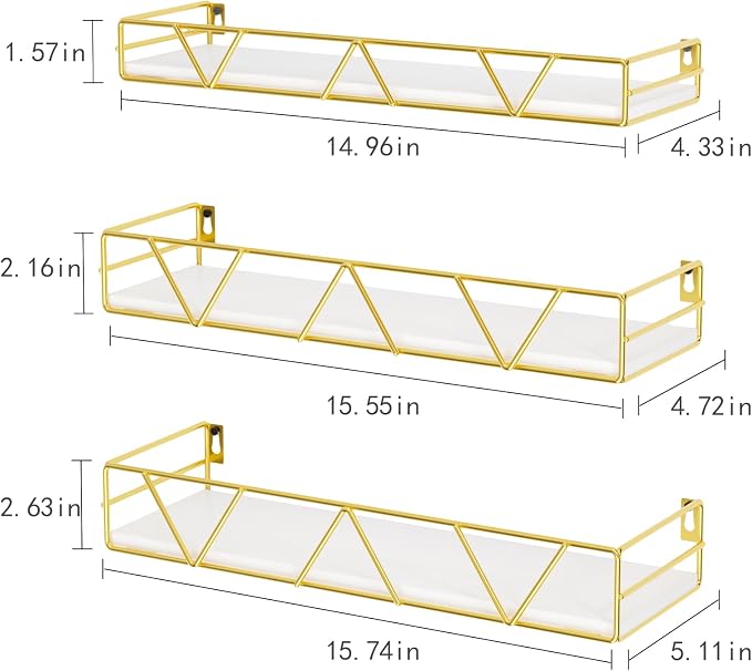 Amaoot Floating Shelves Set of 3, Home Wood Wall Shelf, Farmhouse Shelf - Image 3