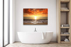 Baisuart-S0169 Canvas Prints Wall Art Sunset Ocean Beach Pictures Photo - Image 3