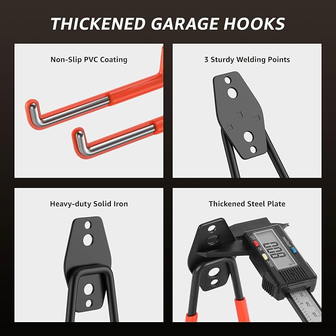 20 Pack Garage Hooks, Heavy Duty Steel Wall Mount Utility Hangers - Image 3