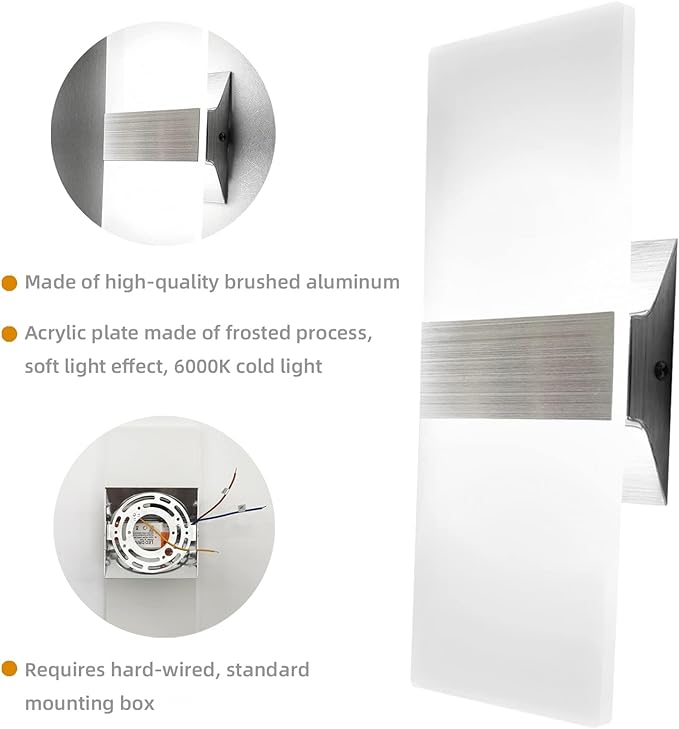 KICAAO Modern Wall Sconces 4 Pack, Led Wall Light 10w, Wall Sconce Up Downlight - Image 5