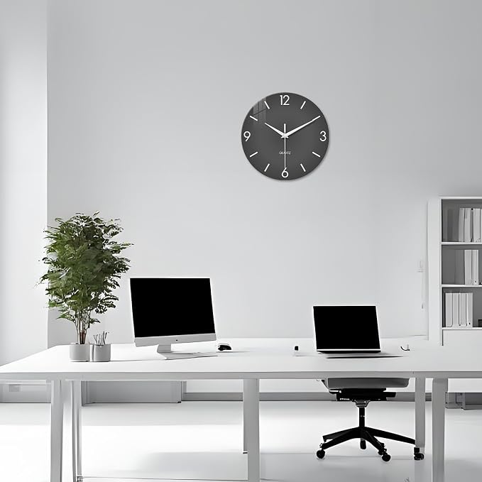 XFM Modern Wall Clock 12 Inch Silent Wall Clocks Battery Operated Grey Simple - Image 4