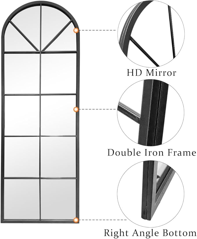 Floor Full Length Mirror, Large Window Pane Body Mirrors, No Stand - Image 6