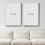Large White Framed Blue and Gold Abstract Canvas Wall Art - Image 3