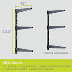 Minimalistic Black Shelf Brackets by Delta Cycle, Holds Up to 480 lbs, Modern - Image 3