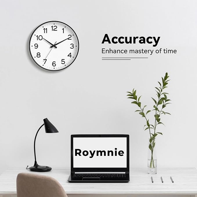 Roymnie Wall Clock 12 Inch Silent Wall Clocks Battery Operated-Modern Non - Image 7