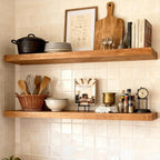 ROGMARS 36 Inches Long Walnut Floating Shelves, Rustic Solid Wood Farmhouse - Image 5
