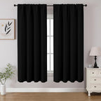CUCRAF Black Blackout Curtains 54 inch Length 2 Panels Set, Rod Pocket Room by CUCRAF