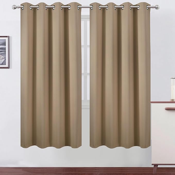LEMOMO Blackout Curtains 66 x 72 Inch Long Natural Curtains Set of 2 Panels by Lemomo