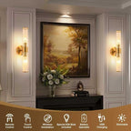 Morauroral Gold Battery Operated Wall Sconces Set of Two, Rechargeable Wall - Image 2