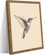 Vintage Framed Wall Art, Birds Canvas Prints, Hummingbird Sketch Painting by MUWAKWallArt