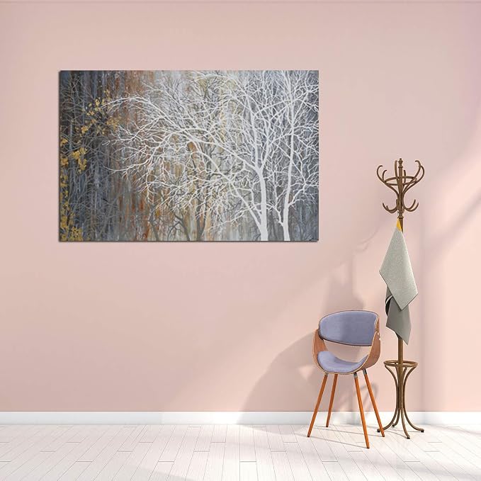 Yihui Arts Autumn Painting On Canvas White Tree Wall Art Large Landscape - Image 4