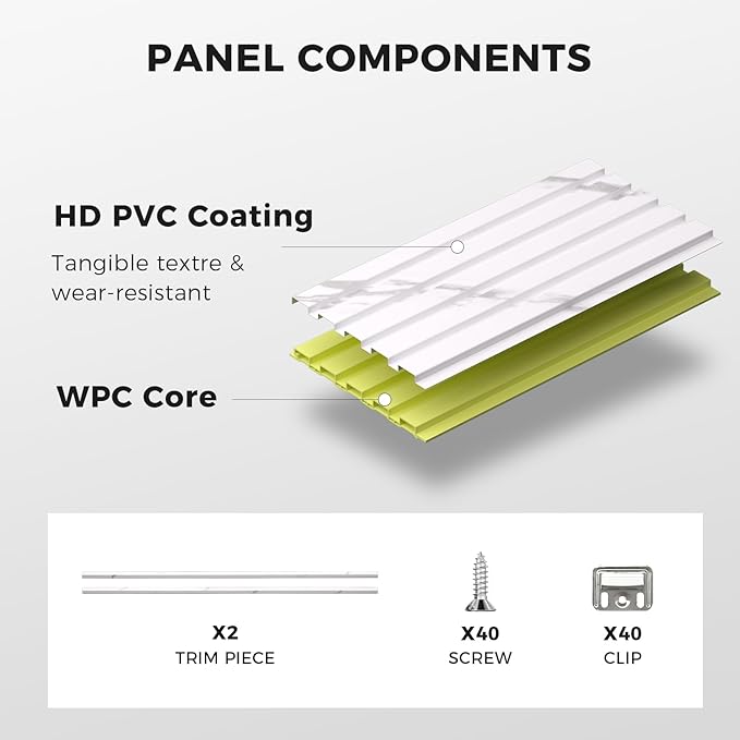 OUZUGIE WPC Acoustic Slat Wall Paneling, Living Room, TV Background, Study Room - Image 4