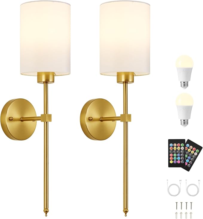 Battery Operated Wall Sconce Set of Two, Wireless Rechargeable Wall Light - Image 9
