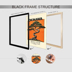 Japanese Black Framed Wall Art Okinawa Prints Vintage Japanese Bonsai Tree - Image 3