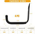KURUI 10" Garage Organization Wall Hooks, 66 LB Heavy Duty Water Hose Holder - Image 7