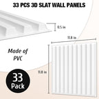 Qidejoy 33 Pcs 3D PVC Slat Wall Panels 12X12in Fluted Textured Paneling Modern - Image 3