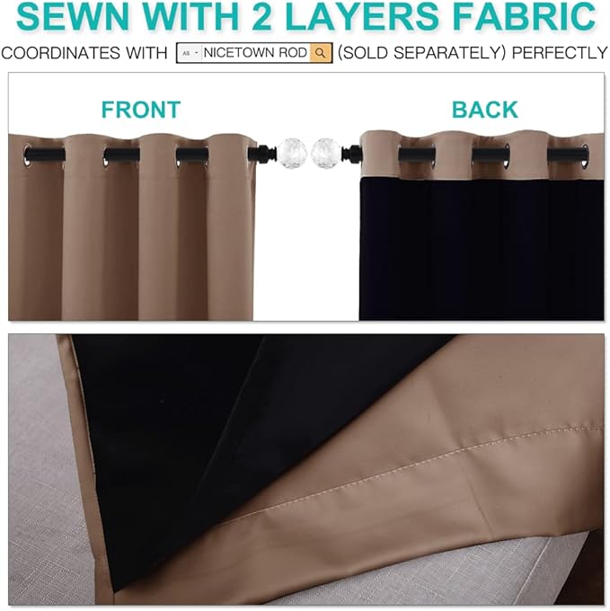 NICETOWN Warm Curtains for Winter, 100% Blackout Curtains Thermal, Noise - Image 4