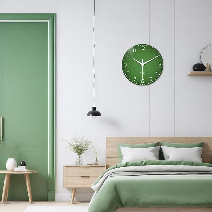 XNM Green Wall Clock for Living Room 16 Inches or Larger Modern Glass Wall - Image 2