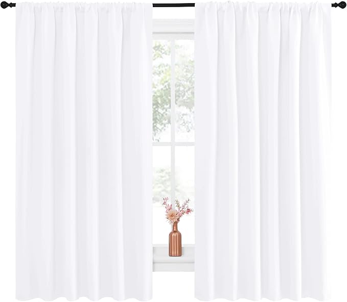 NICETOWN White Curtains, 50% Light Blocking Curtain Panels - Image 2