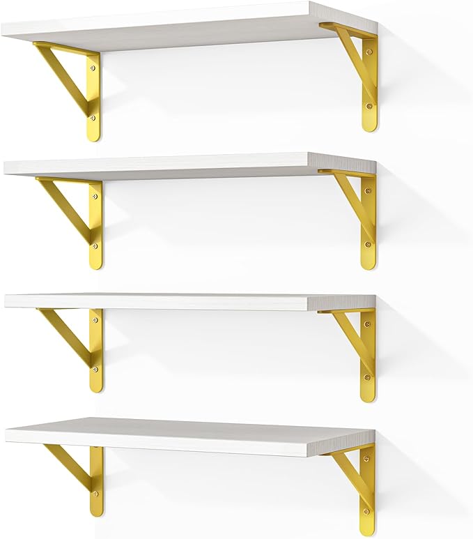 Fixwal White Shelves, Wood Wall Floating Mounted Shelves by Fixwal