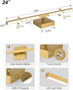 Rayogale 8000mAh Battery Operated Wall Sconce, 3000K/4500K/6000K Dimmable Gold - Image 7