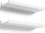 Boswillon Floating Shelves Wall Mounted Set of 2, Modern White Shelves by Boswillon