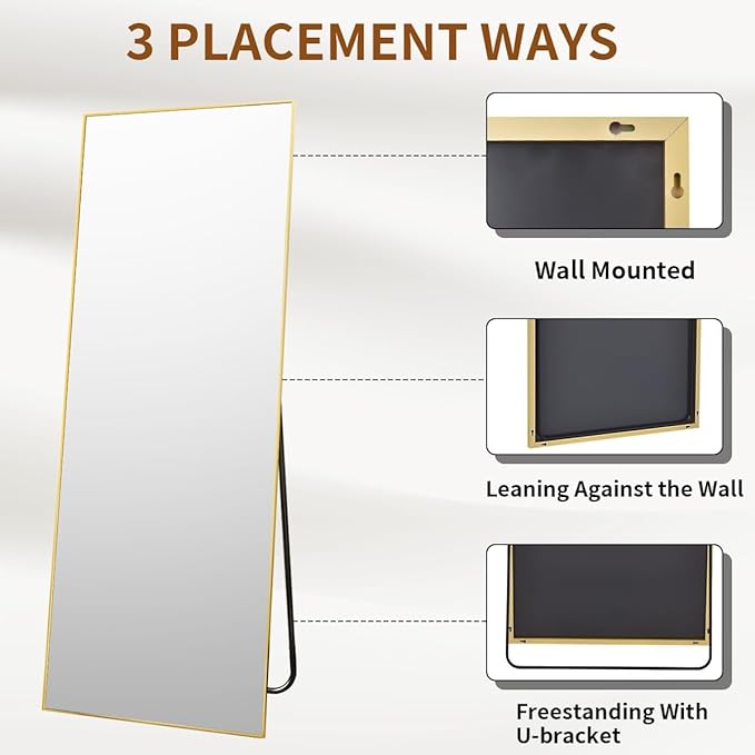 VooBang Mirror Full Length, Aluminum Alloy Frame Full Body Mirror, Standing - Image 5