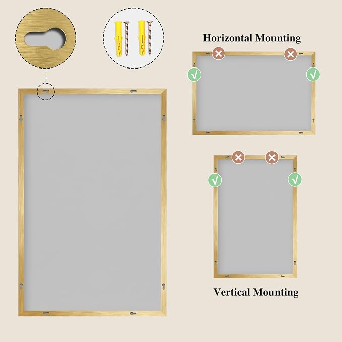 Koonmi Gold Mirrors for Wall, 26x38 Inch Bathroom Mirror, Rectangular Wall - Image 8