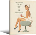 Boho Sage Green Bathroom Poster Vintage 70s Pin Up Girl Wall Art 12X16 inch by Unknown