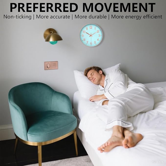 Wall Clocks Battery Operated, 12 Inch Non Ticking Digital Wall Clock, Silent - Image 4