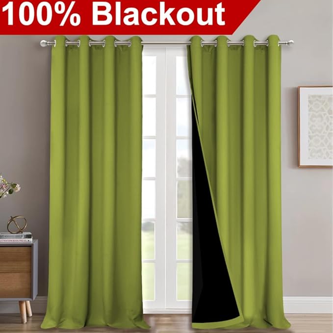 NICETOWN Full Shading Curtains for Windows, Fresh Green, 52 inches W x 95 - Image 2