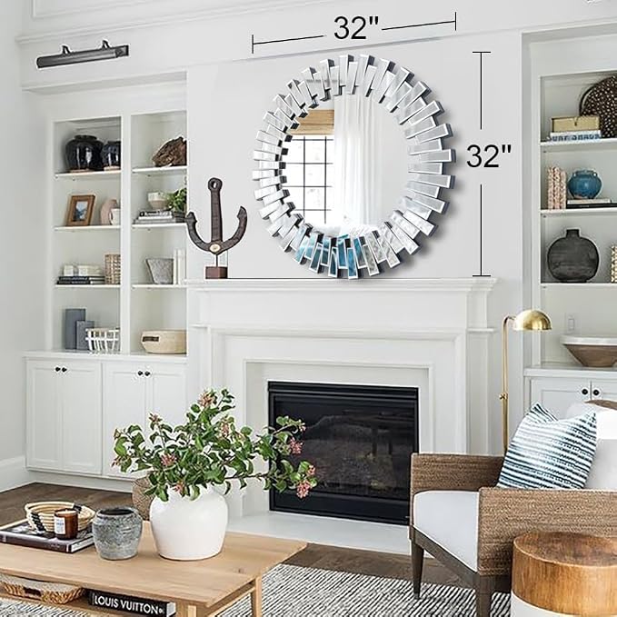 Chende Round Mirrors for Wall Decor, Modern Decorative Mirror for Entryway - Image 6