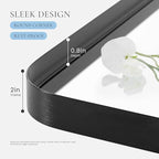 Bathroom Mirror for Wall, 40x30 Inch Rectangle Mirror, Matte Black Metal Framed - Image 2