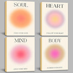 Framed Art Angel Halo Aesthetics Poster Set of 4 Pieces Colorful Aura Gradient by NCYEL